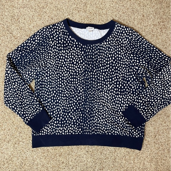 J.Crew boxy crop 100% cotton polkadot pullover sweater women’s size medium - Picture 1 of 5